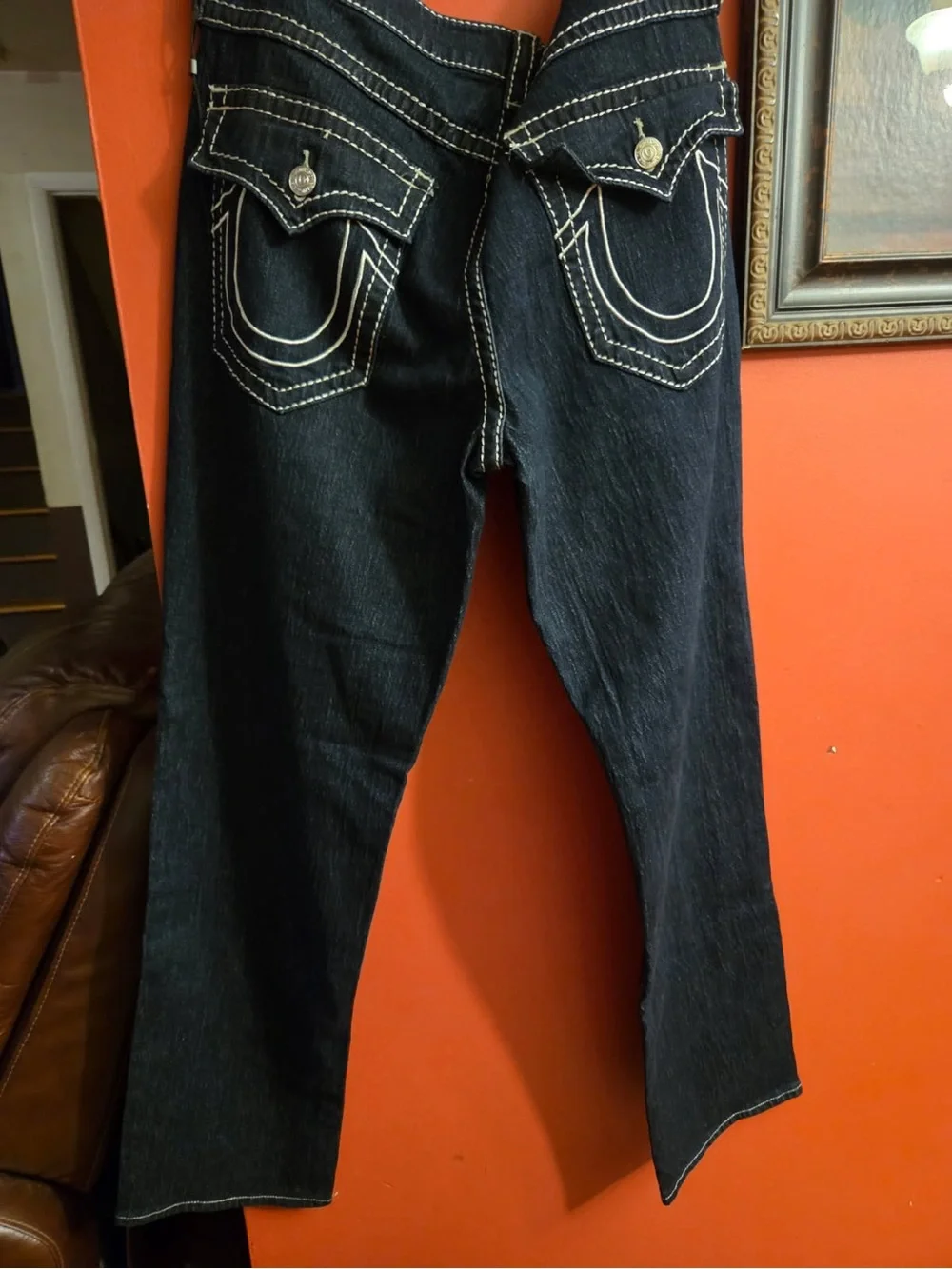 True Religion Black Jeans with White Contrast Stitching
